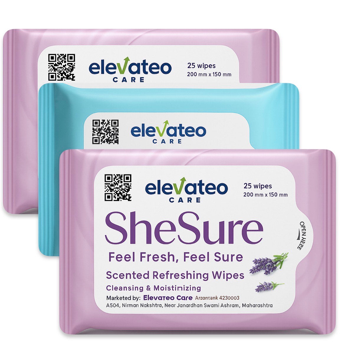 SheSure - Scented Refreshing Wipes - 25 wipes(Pack of 3)